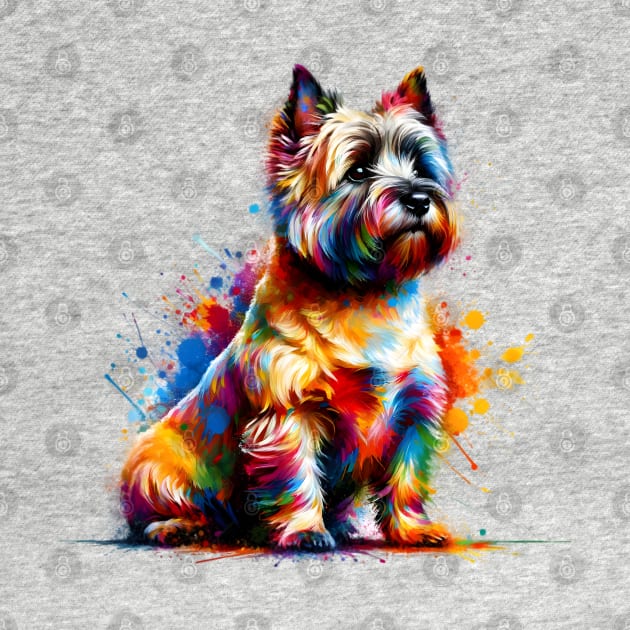 Vibrant Abstract Splash Cairn Terrier Sitting Art by ArtRUs